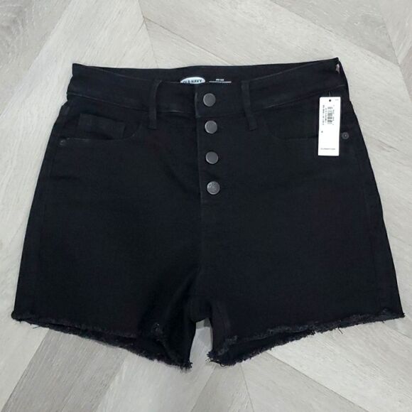 Old Navy, High Rise,  Womans, Black, button front Shorts, NWT, Size 6 - Picture 1 of 5